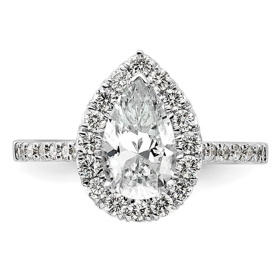 Pear Halo Diamond Semi-mount Engagement Rings