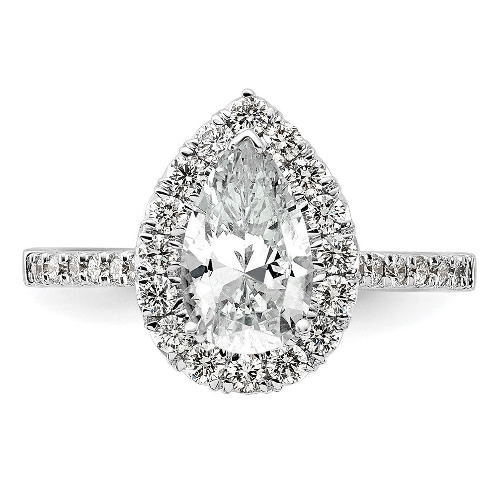 Pear Halo Diamond Semi-mount Engagement Rings
