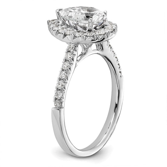 Pear Halo Diamond Semi-mount Engagement Rings