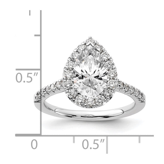Pear Halo Diamond Semi-mount Engagement Rings