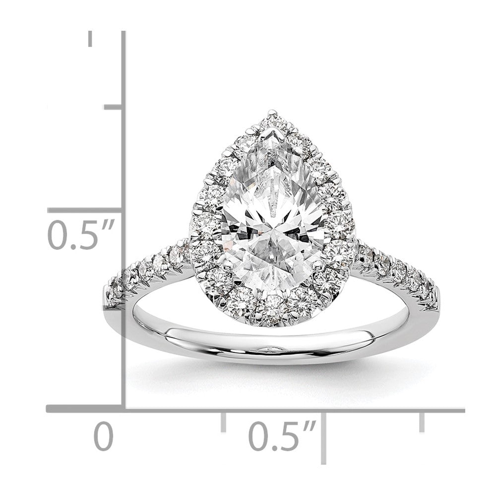 Pear Halo Diamond Semi-mount Engagement Rings