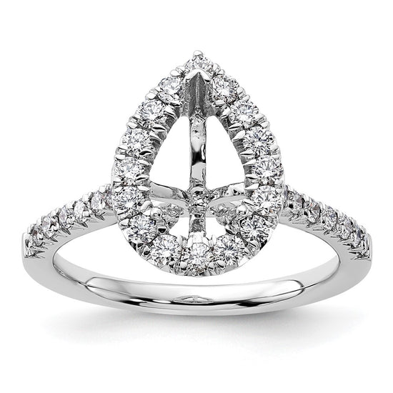 Pear Halo Diamond Semi-mount Engagement Rings