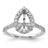 Pear Halo Diamond Semi-mount Engagement Rings
