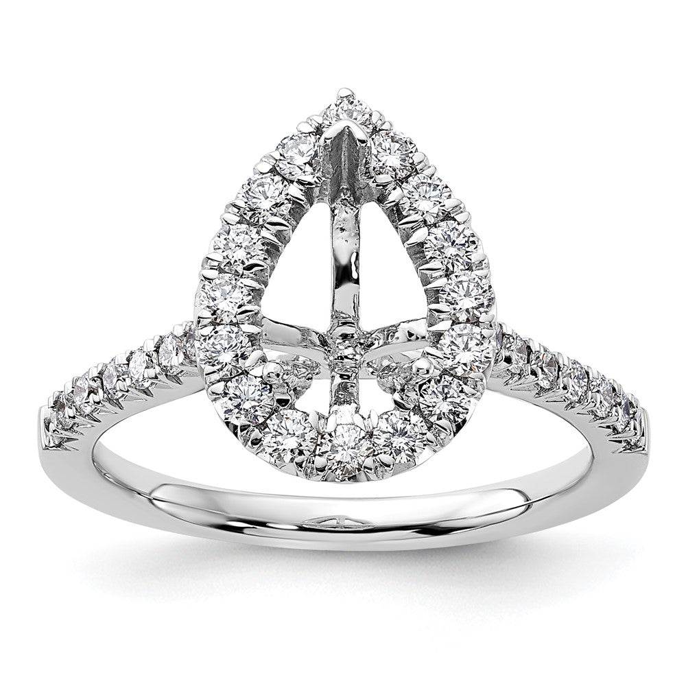 Pear Halo Diamond Semi-mount Engagement Rings