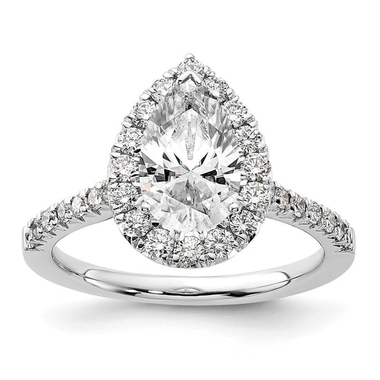 Pear Halo Diamond Semi-mount Engagement Rings