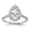 Pear Halo Diamond Semi-mount Engagement Rings