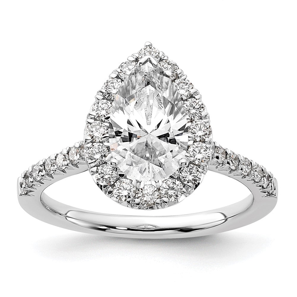 Pear Halo Diamond Semi-mount Engagement Rings