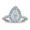 14kw Certified 2.11ct Pear Lab Grown VS/SI FGH Dia Halo Complete Engagement