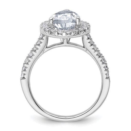 14kw Lab Grown VS/SI+ G+ Dia Pear Halo Semi-mount Engagement Ring