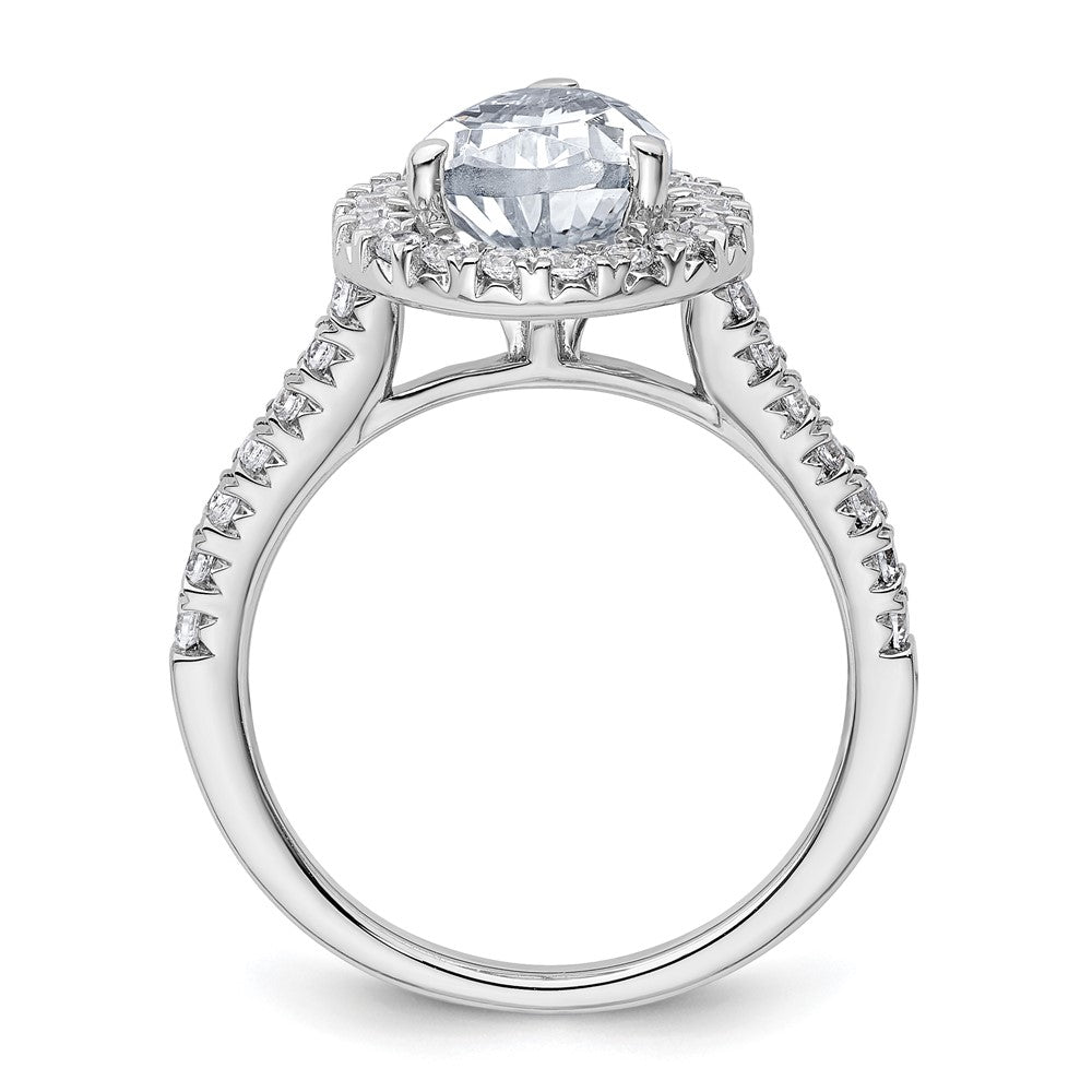 14kw Lab Grown VS/SI+ G+ Dia Pear Halo Semi-mount Engagement Ring