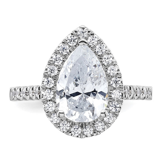 14kw Lab Grown VS/SI+ G+ Dia Pear Halo Semi-mount Engagement Ring