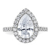 14kw Lab Grown VS/SI+ G+ Dia Pear Halo Semi-mount Engagement Ring