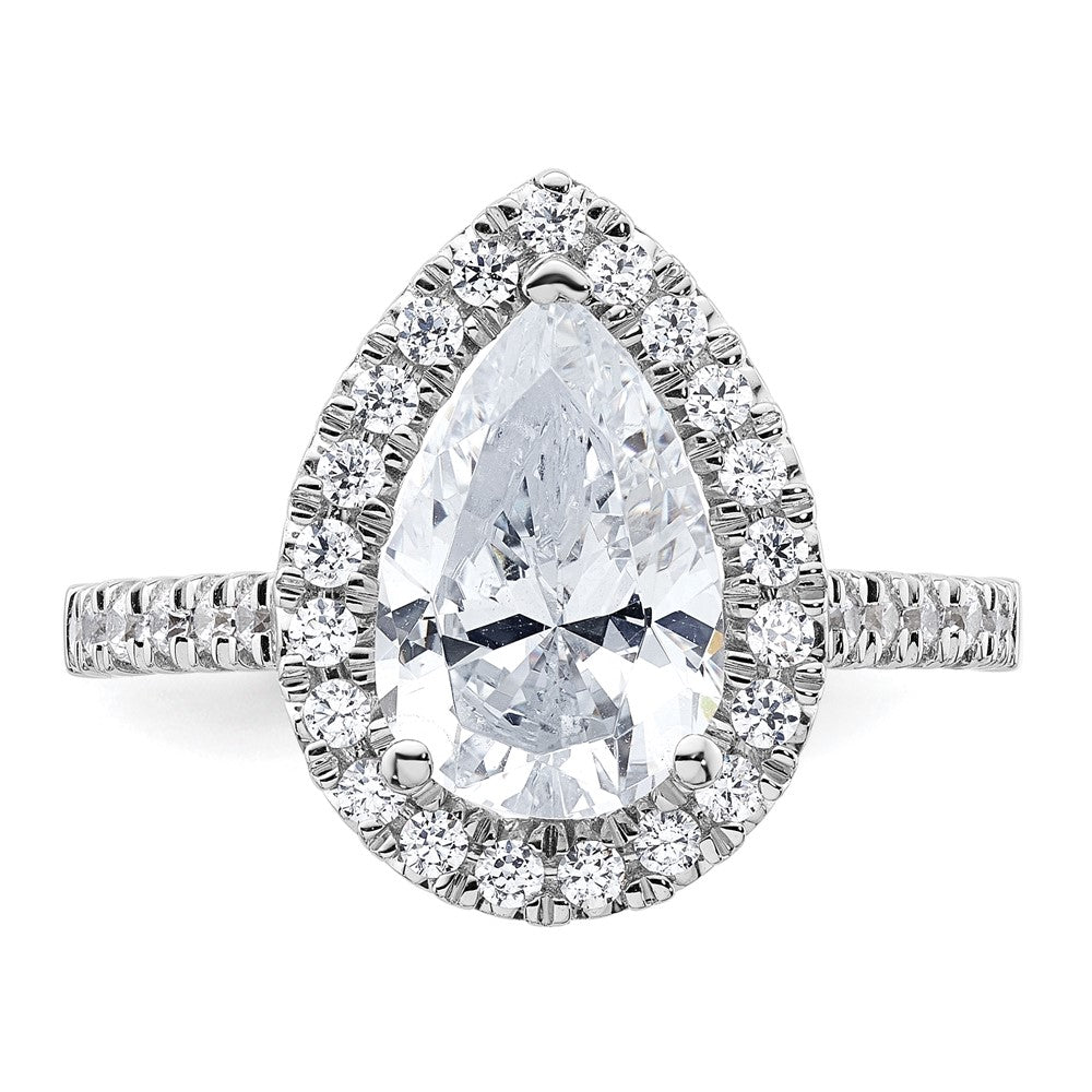 14kw Lab Grown VS/SI+ G+ Dia Pear Halo Semi-mount Engagement Ring