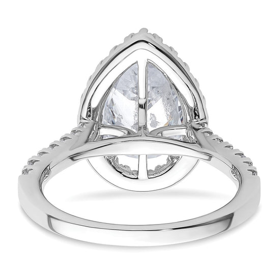 14kw Lab Grown VS/SI+ G+ Dia Pear Halo Semi-mount Engagement Ring