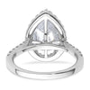14kw Lab Grown VS/SI+ G+ Dia Pear Halo Semi-mount Engagement Ring