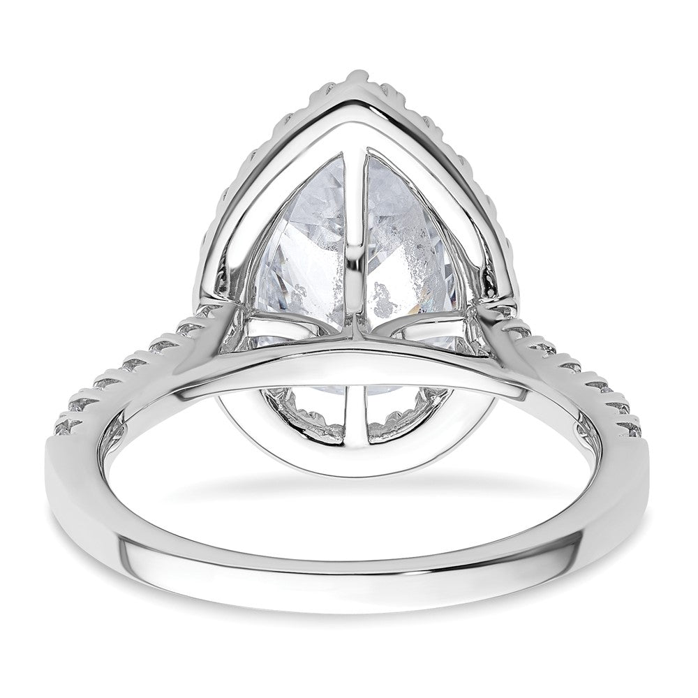 14kw Lab Grown VS/SI+ G+ Dia Pear Halo Semi-mount Engagement Ring