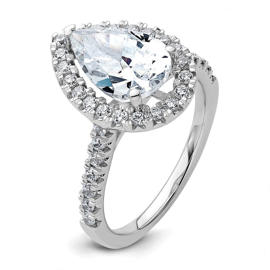 14kw Lab Grown VS/SI+ G+ Dia Pear Halo Semi-mount Engagement Ring