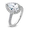14kw Lab Grown VS/SI+ G+ Dia Pear Halo Semi-mount Engagement Ring