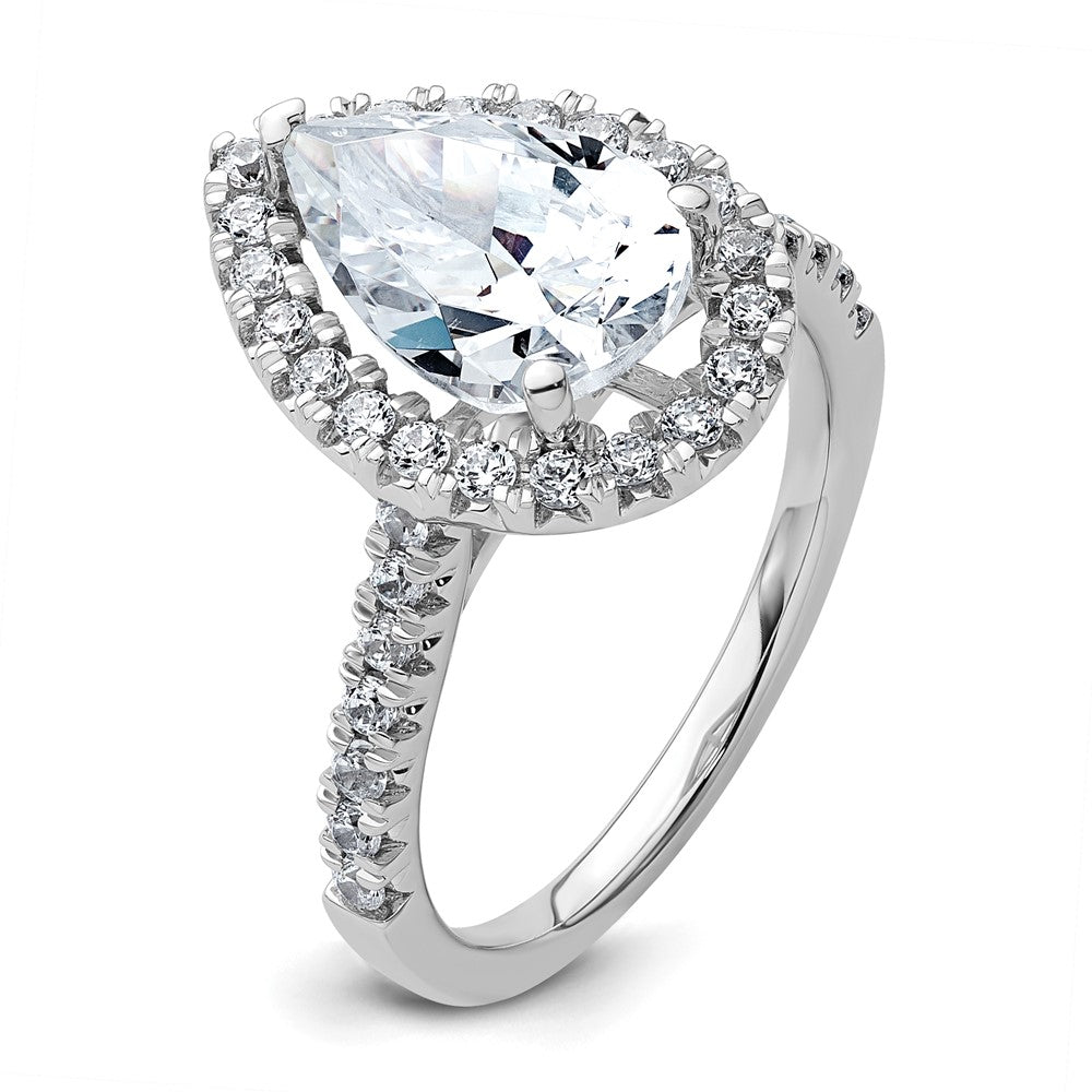 14kw Lab Grown VS/SI+ G+ Dia Pear Halo Semi-mount Engagement Ring