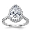 14kw Lab Grown VS/SI+ G+ Dia Pear Halo Semi-mount Engagement Ring