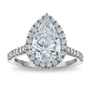 14kw Certified 3.03ct Pear Lab Grown VS/SI FGH Dia Halo Complete Engagement