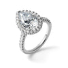 14kw Certified 3.03ct Pear Lab Grown VS/SI FGH Dia Halo Complete Engagement
