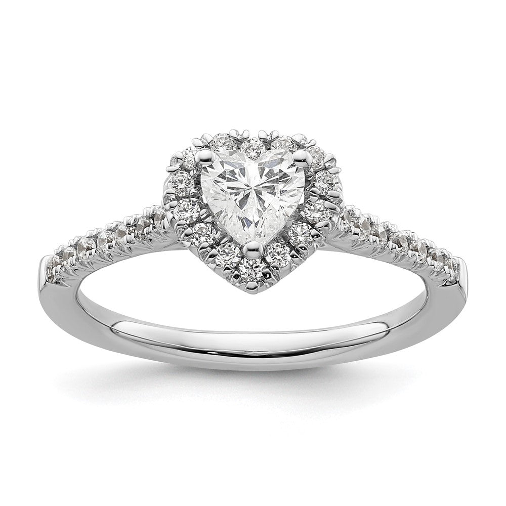 Heart Halo Diamond Semi-mount Engagement Rings