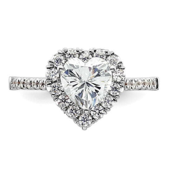 Heart Halo Diamond Semi-mount Engagement Rings