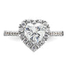 Heart Halo Diamond Semi-mount Engagement Rings