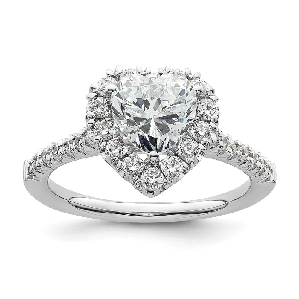 Heart Halo Diamond Semi-mount Engagement Rings