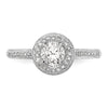 14K White Gold Halo (Holds 1/4 carat (4.00mm) Round Center) 1/10 carat Diamond Semi-Mount Engagement Ring