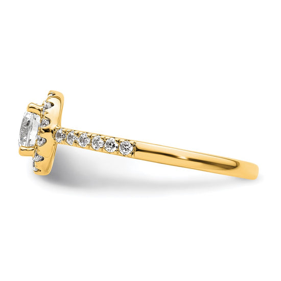 14K Round Diamond Semi-Mount Halo Engagement Ring
