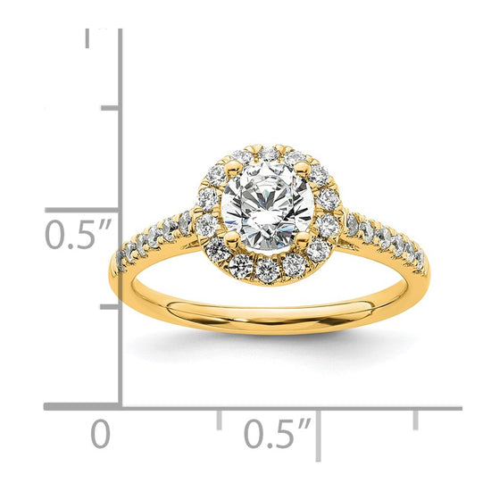14K Round Diamond Semi-Mount Halo Engagement Ring