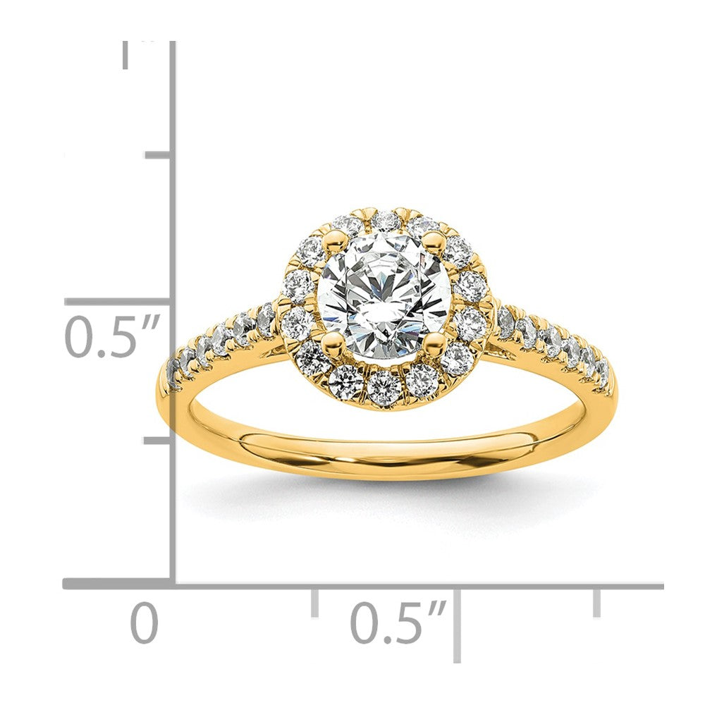 14K Round Diamond Semi-Mount Halo Engagement Ring