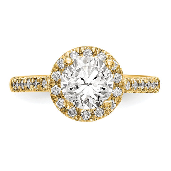14K Round Diamond Semi-Mount Halo Engagement Ring