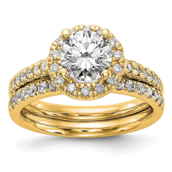 14K Round Diamond Semi-Mount Halo Engagement Ring