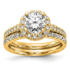 14K Round Diamond Semi-Mount Halo Engagement Ring