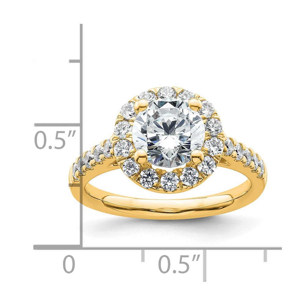 14K Round Diamond Semi-Mount Halo Engagement Ring