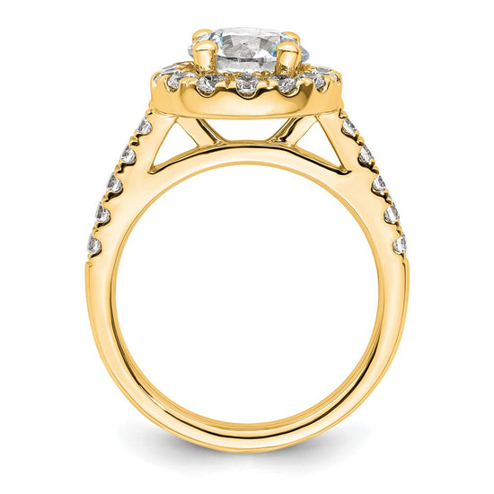 14K Round Diamond Semi-Mount Halo Engagement Ring