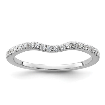 14k White Gold 1/5 carat Diamond Contoured Complete Wedding Band