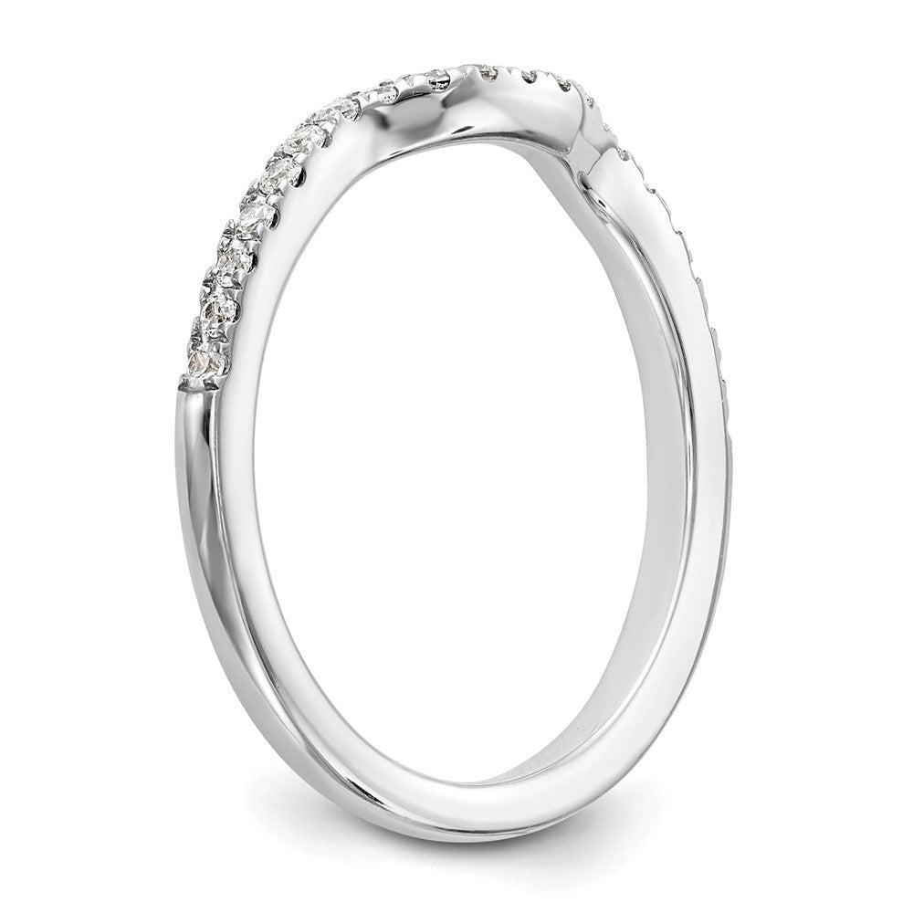 14k White Gold 1/4 carat Diamond Contoured Complete Wedding Band