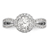 14k White Gold 5/8 carat Lab Grown Diamond VS/SI+ G+ 1 carat Center Round Semi Mount Halo Engagement Ring