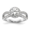 14k White Gold 5/8 carat Lab Grown Diamond VS/SI+ G+ 1 carat Center Round Semi Mount Halo Engagement Ring