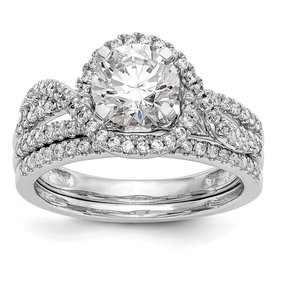 14K White Gold Halo Plus Peg Set 1/3 carat Diamond Semi-Mount Engagement Ring