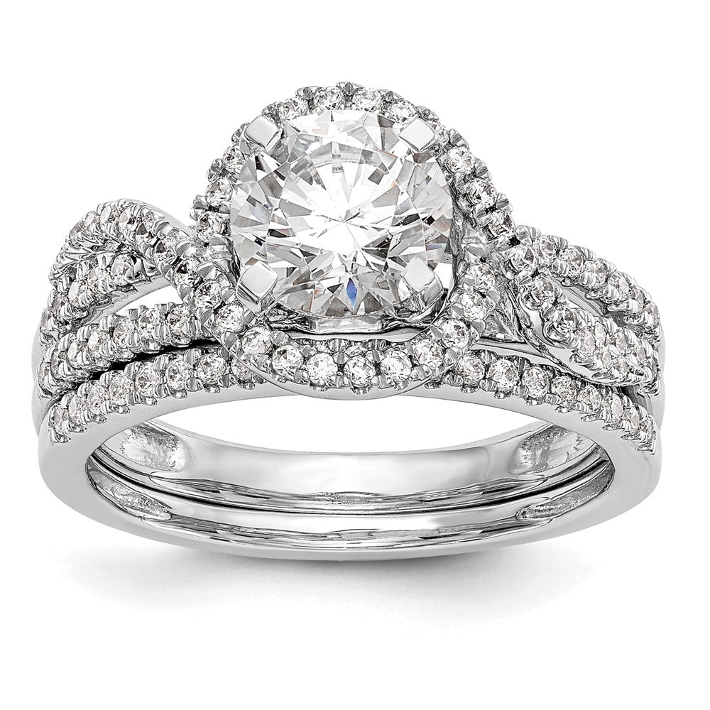 14K White Gold Halo Plus Peg Set 1/3 carat Diamond Semi-Mount Engagement Ring