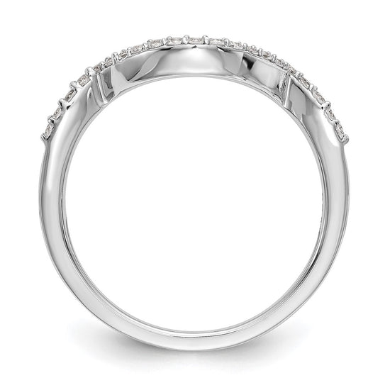 14k White Gold 1/6 carat Diamond Contoured Complete Wedding Band