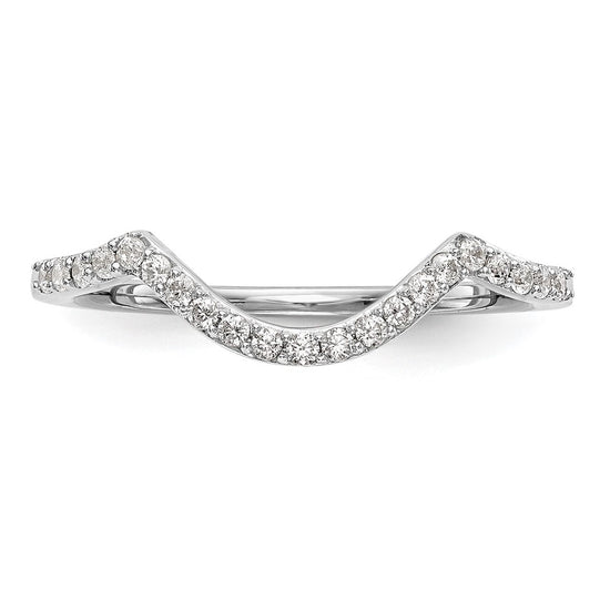 14k White Gold 1/6 carat Diamond Contoured Complete Wedding Band