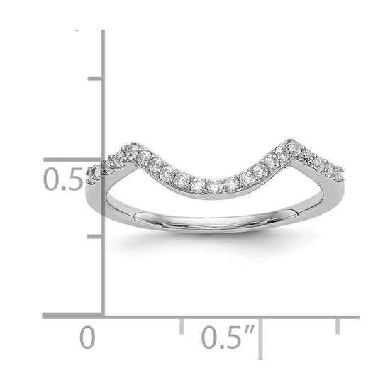 14k White Gold 1/6 carat Diamond Contoured Complete Wedding Band