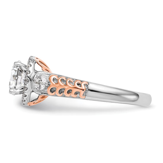 14K Two-tone Halo Plus Peg Set 1/4 carat Diamond Semi-Mount Engagement Ring