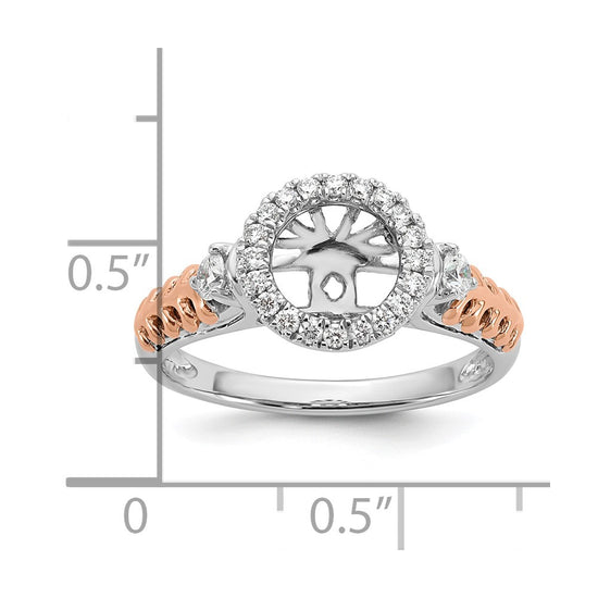 14K Two-tone Halo Plus Peg Set 1/4 carat Diamond Semi-Mount Engagement Ring